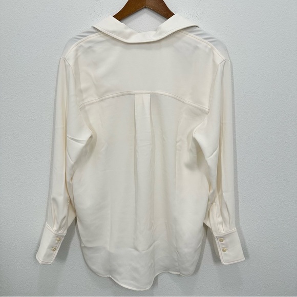 Madewell Women's Size Medium Contrast-Stitch Popover Shirt‎ Cream Classic Preppy - Picture 8 of 9